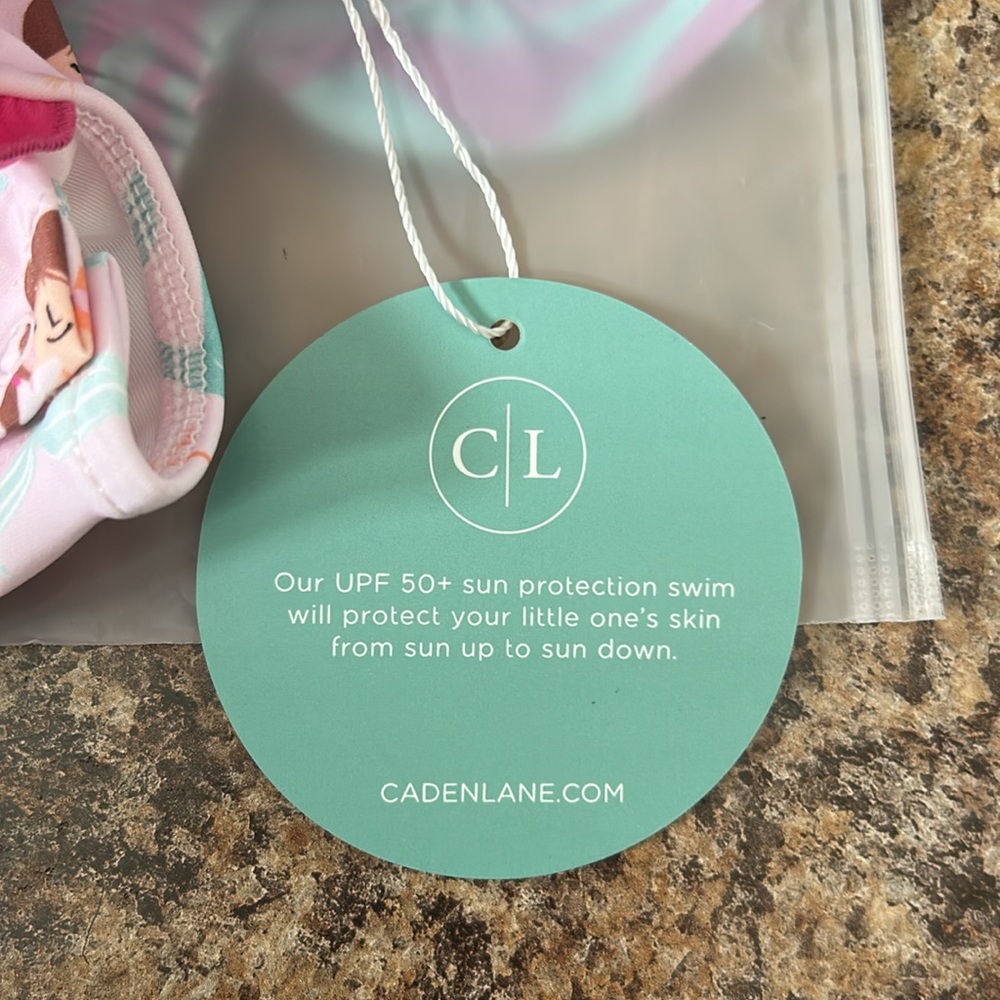 Caden Lane Long Sleeve Rash Guard with Ruffle Bottom- Mermaid - Picture 4 of 4